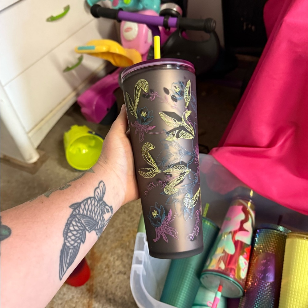Starbucks Floral Tumbler - Purple and Green